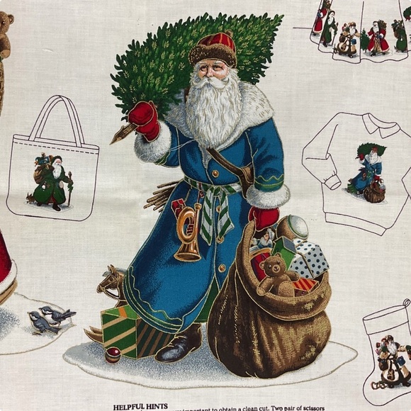 Vintage cotton Christmas fabric appliqués 4 Old World Santa Clauses - Picture 5 of 12